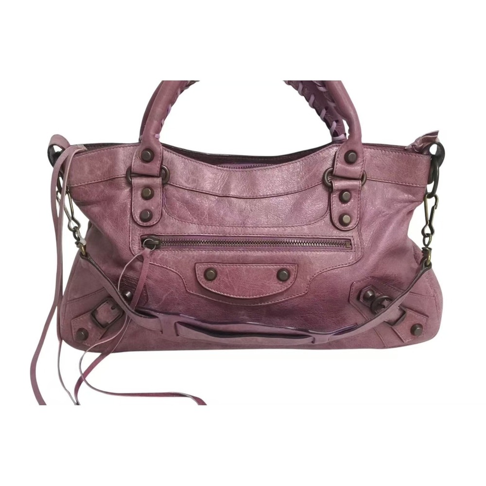 Balenciaga Shoulder Leather Purple Handbag First The Bag - Picture 1 of 10
